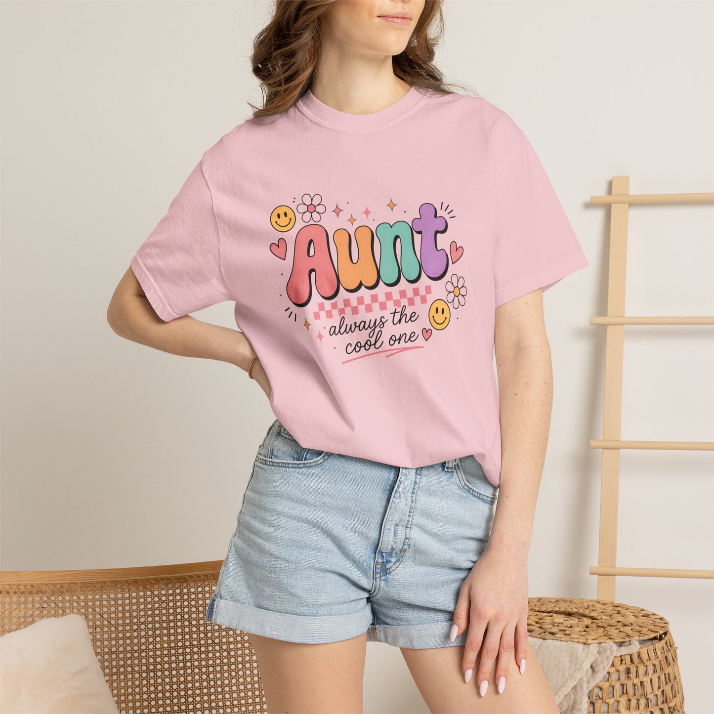 Cool Aunt Comfort Colors Shirt, Aunt Always the Cool One Tee, Retro Auntie Graphic Tee, Cute Aunt Gift Shirt