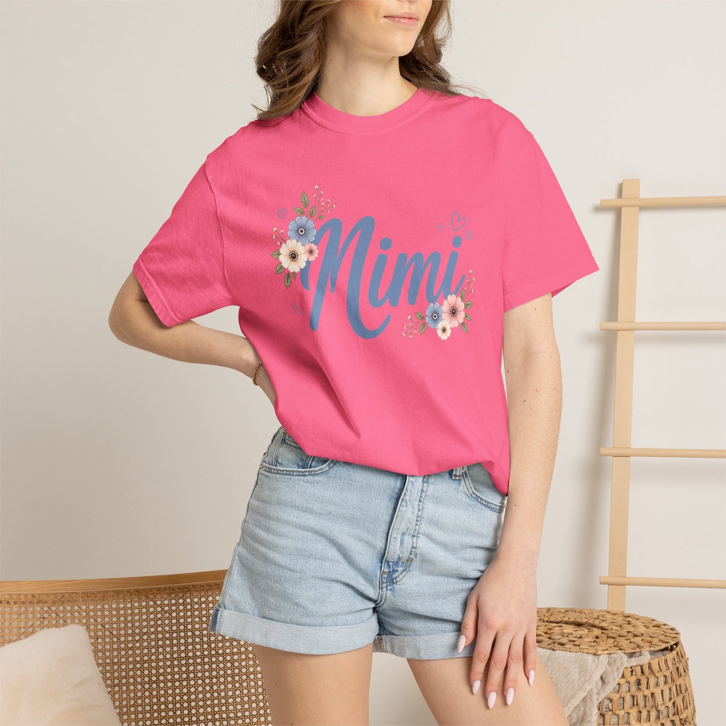 Mimi Comfort Colors Shirt, Floral Grandma Shirt, Cute Mimi Gift Tee, Grandmother Graphic Shirt, Mimi Flower Tee