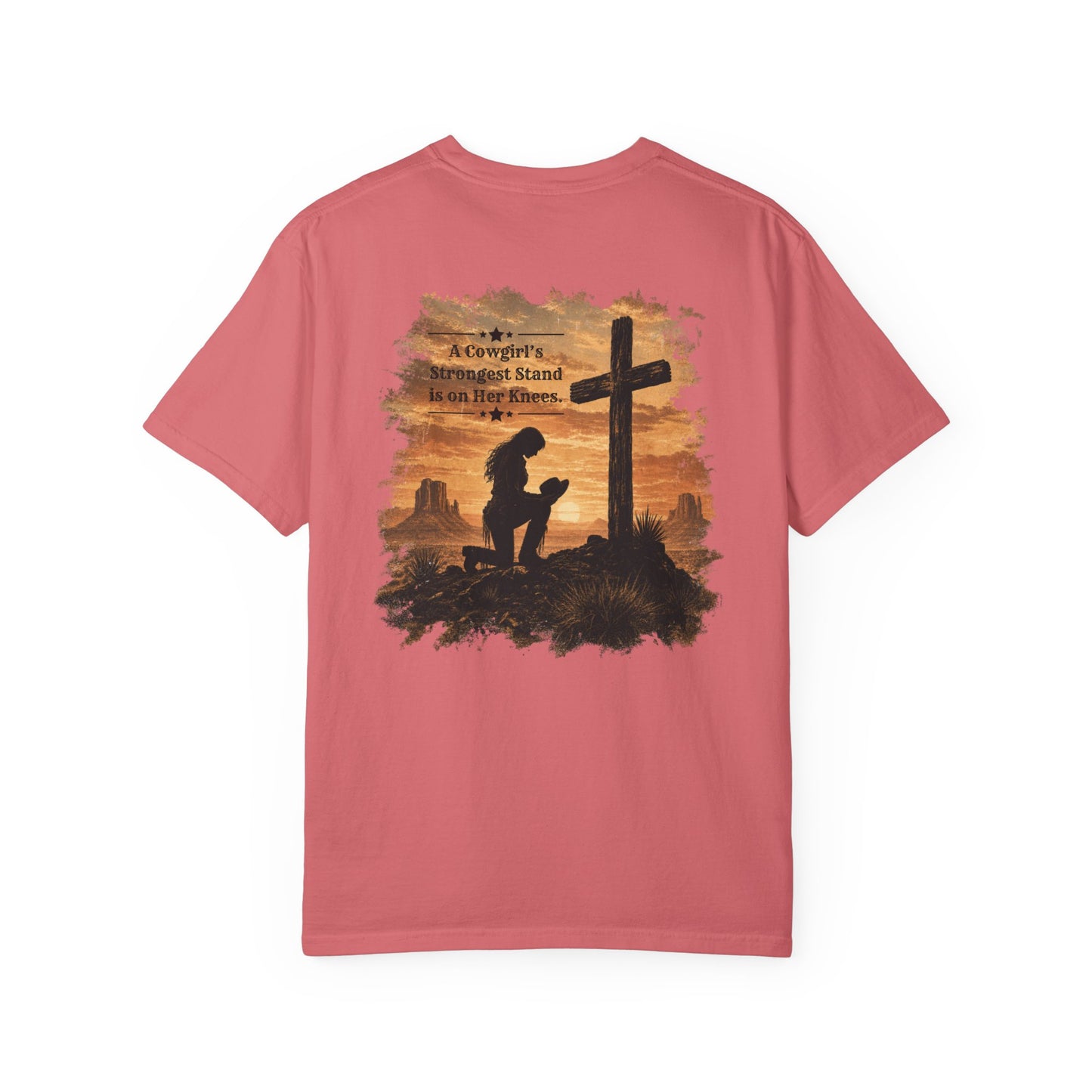 Cowgirl Faith Shirt | Christian Western Graphic Tee | A Cowgirl's Strongest Stand Shirt | Comfort Colors 1717 Tee