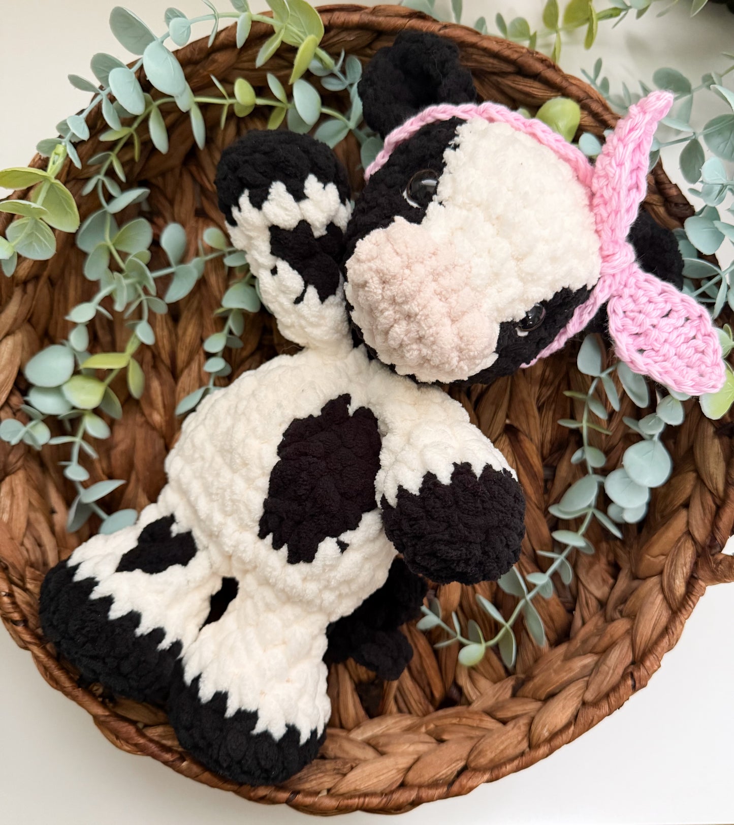 Holstein Cow Plush | Handmade Crochet Cow | Farm Animal Stuffed Plush | Soft Cow Plushie Gift
