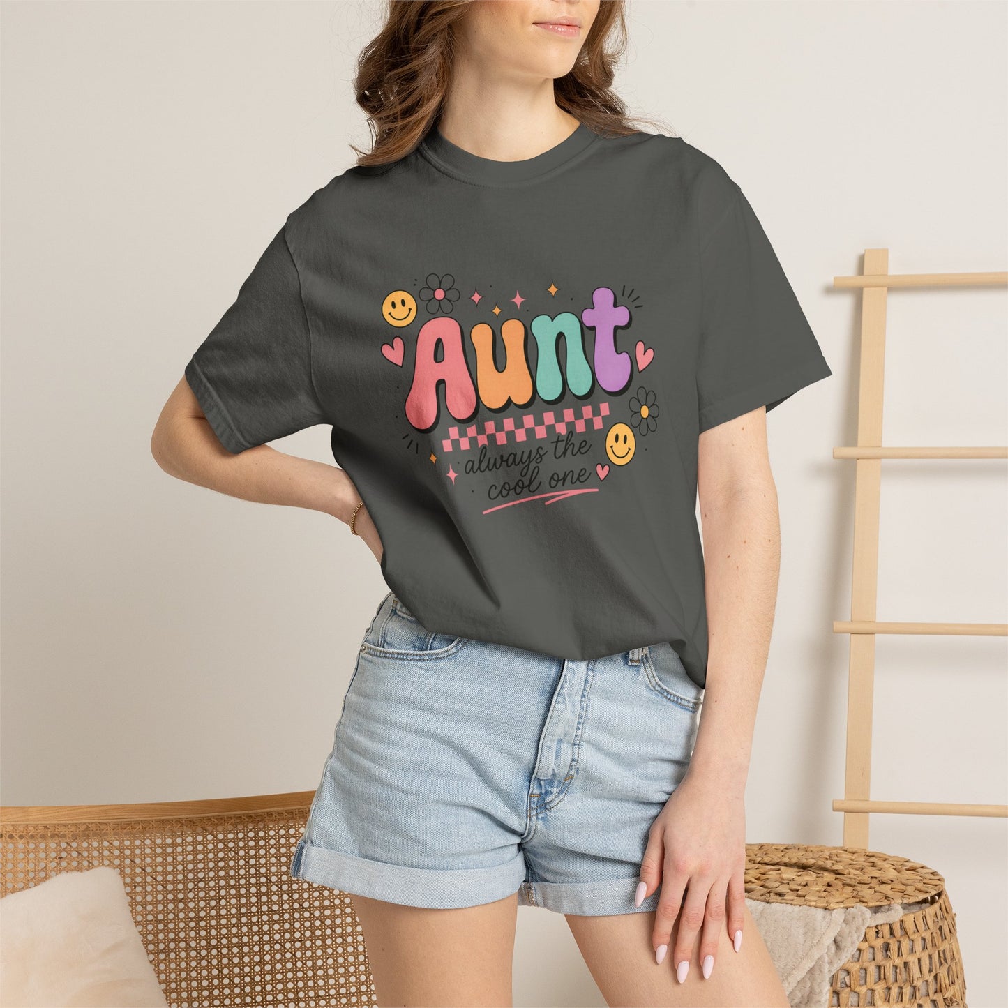 Cool Aunt Comfort Colors Shirt, Aunt Always the Cool One Tee, Retro Auntie Graphic Tee, Cute Aunt Gift Shirt