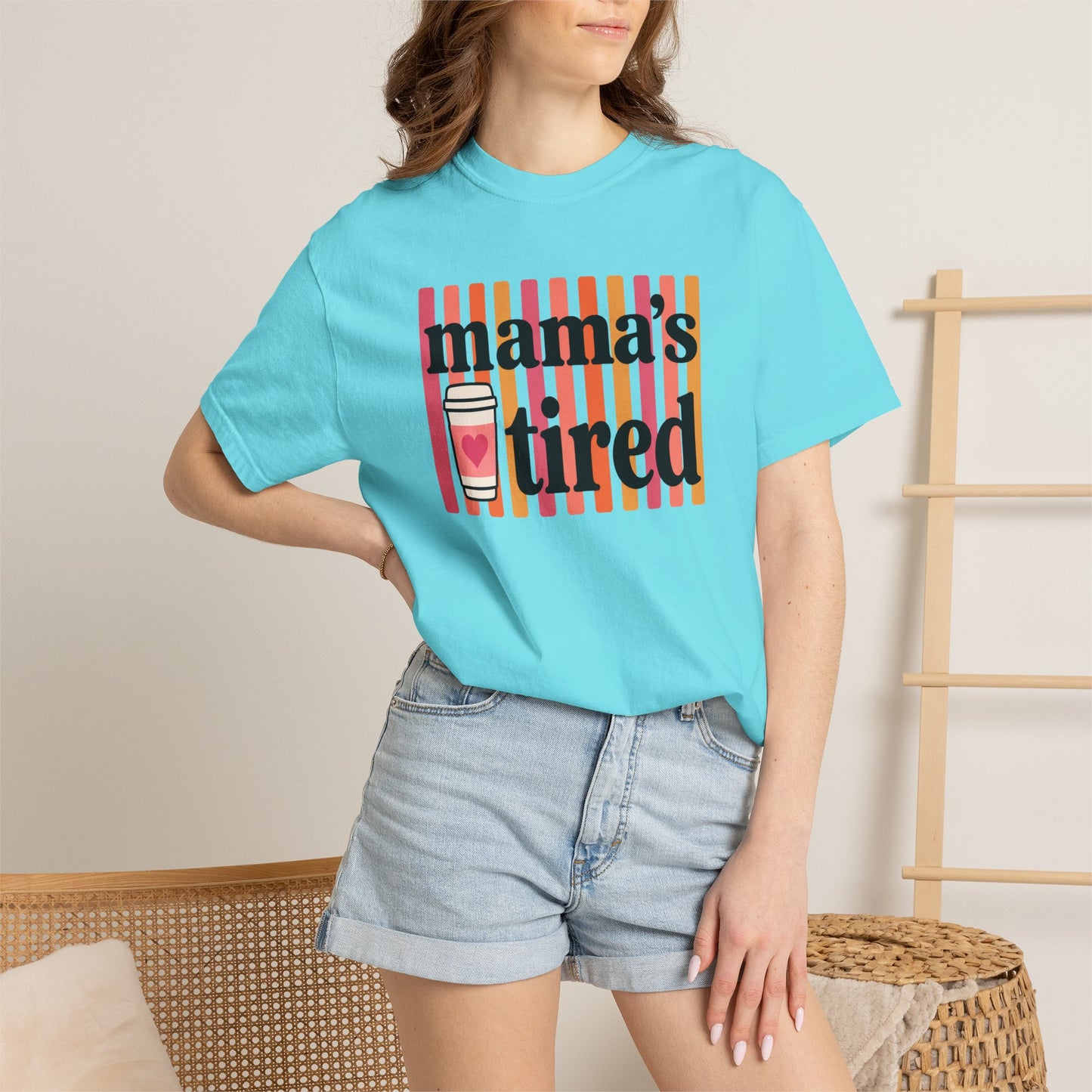 Mama's Tired Retro Coffee Shirt Funny Mom Life Comfort Colors Tee