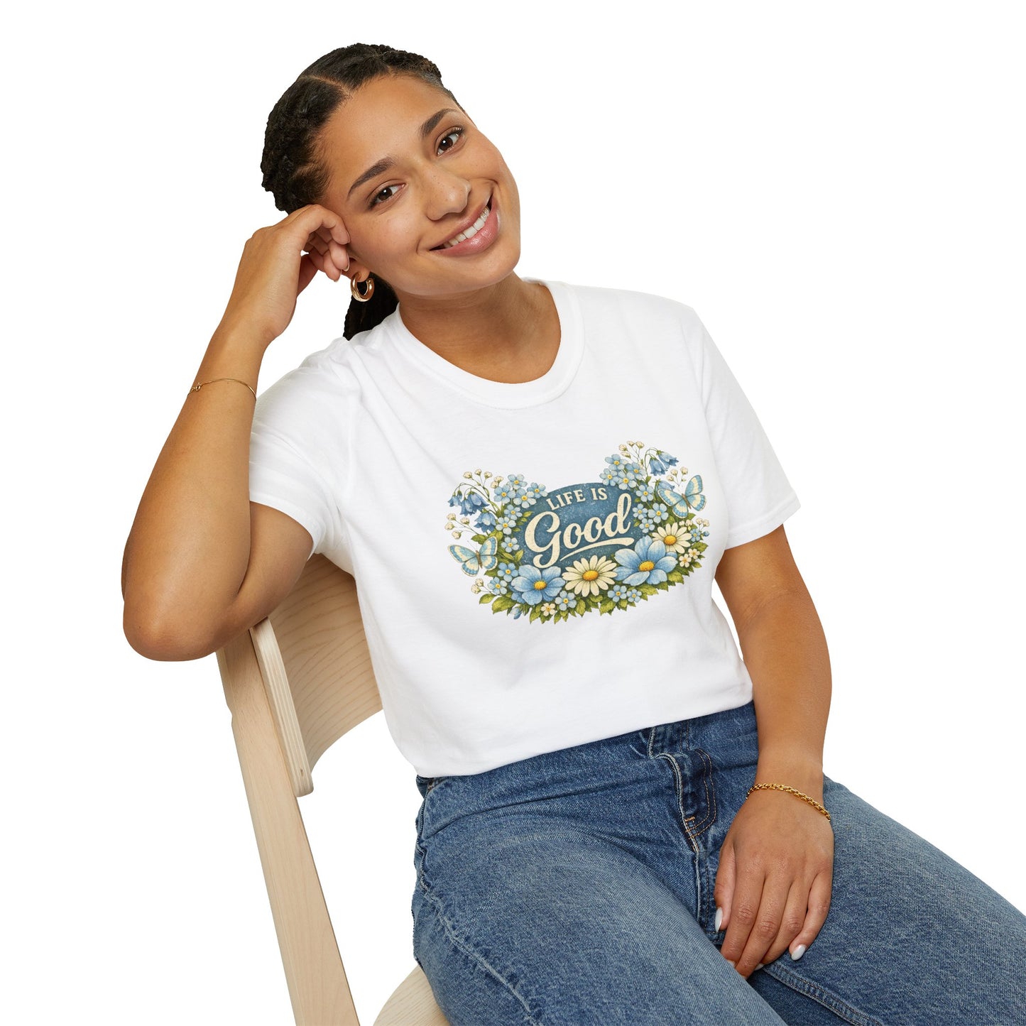 Life Is Good Daisy T-Shirt | Gildan Unisex Soft Style | Floral | Retro | Positive | Graphic Tee