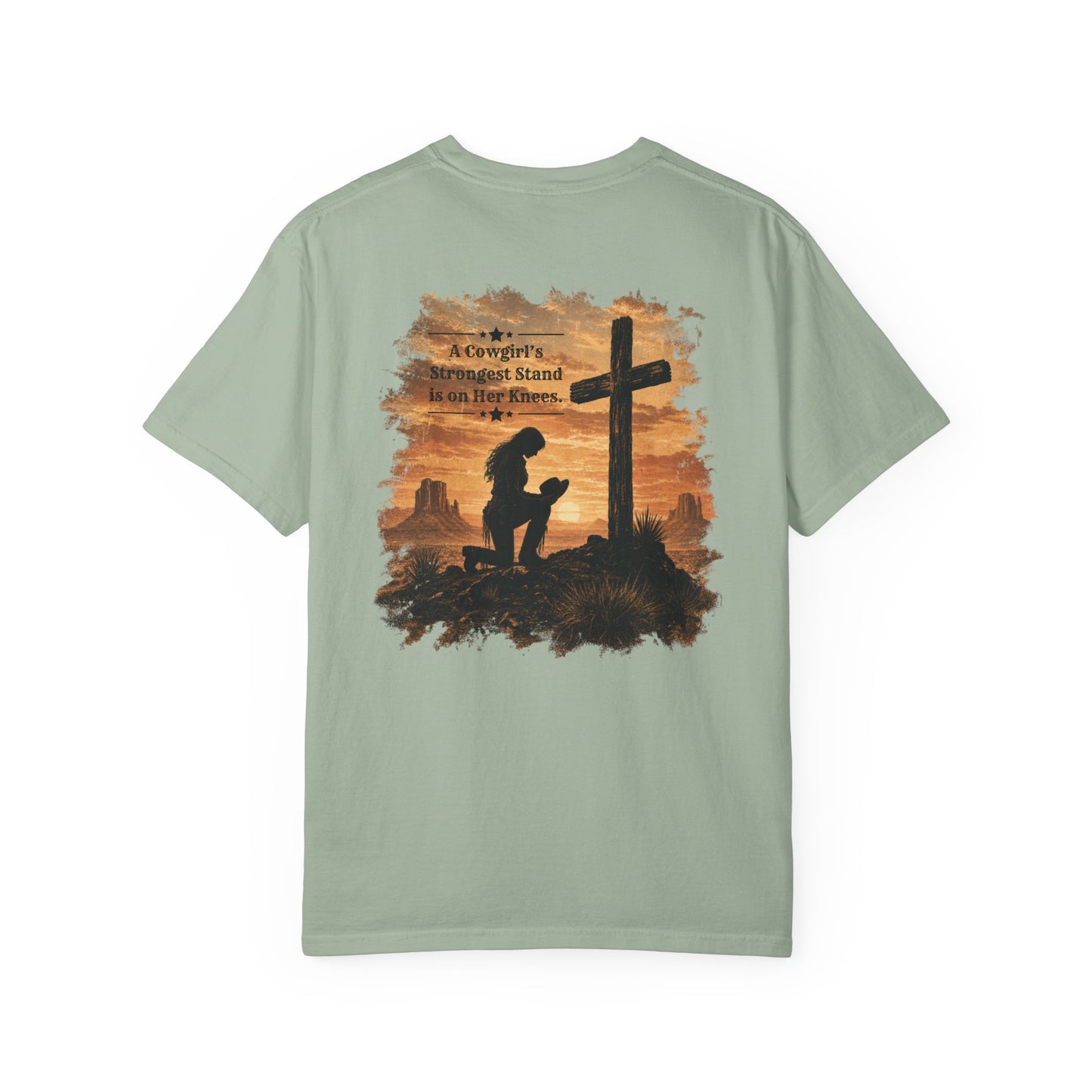 Cowgirl Faith Shirt | Christian Western Graphic Tee | A Cowgirl's Strongest Stand Shirt | Comfort Colors 1717 Tee