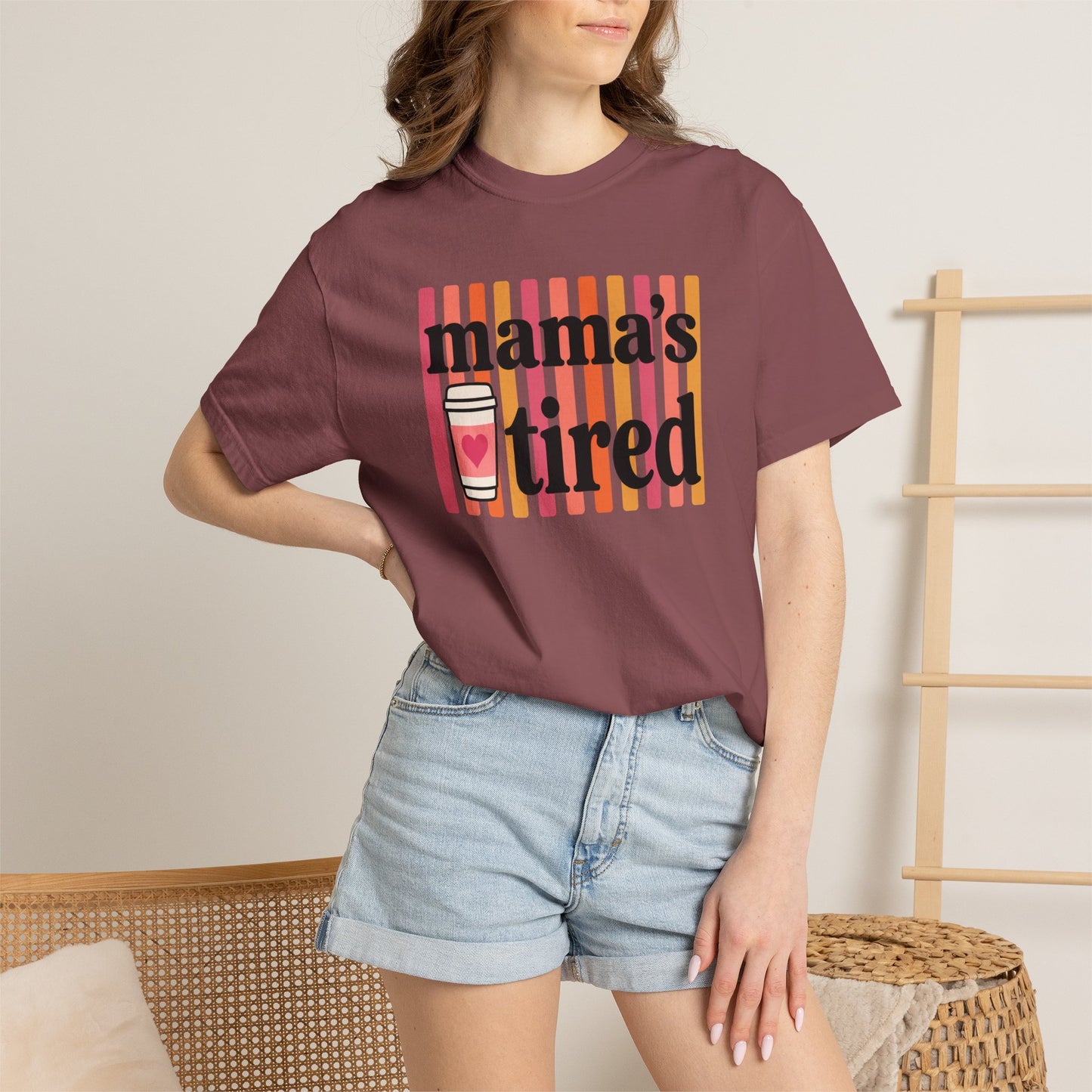 Mama's Tired Retro Coffee Shirt Funny Mom Life Comfort Colors Tee