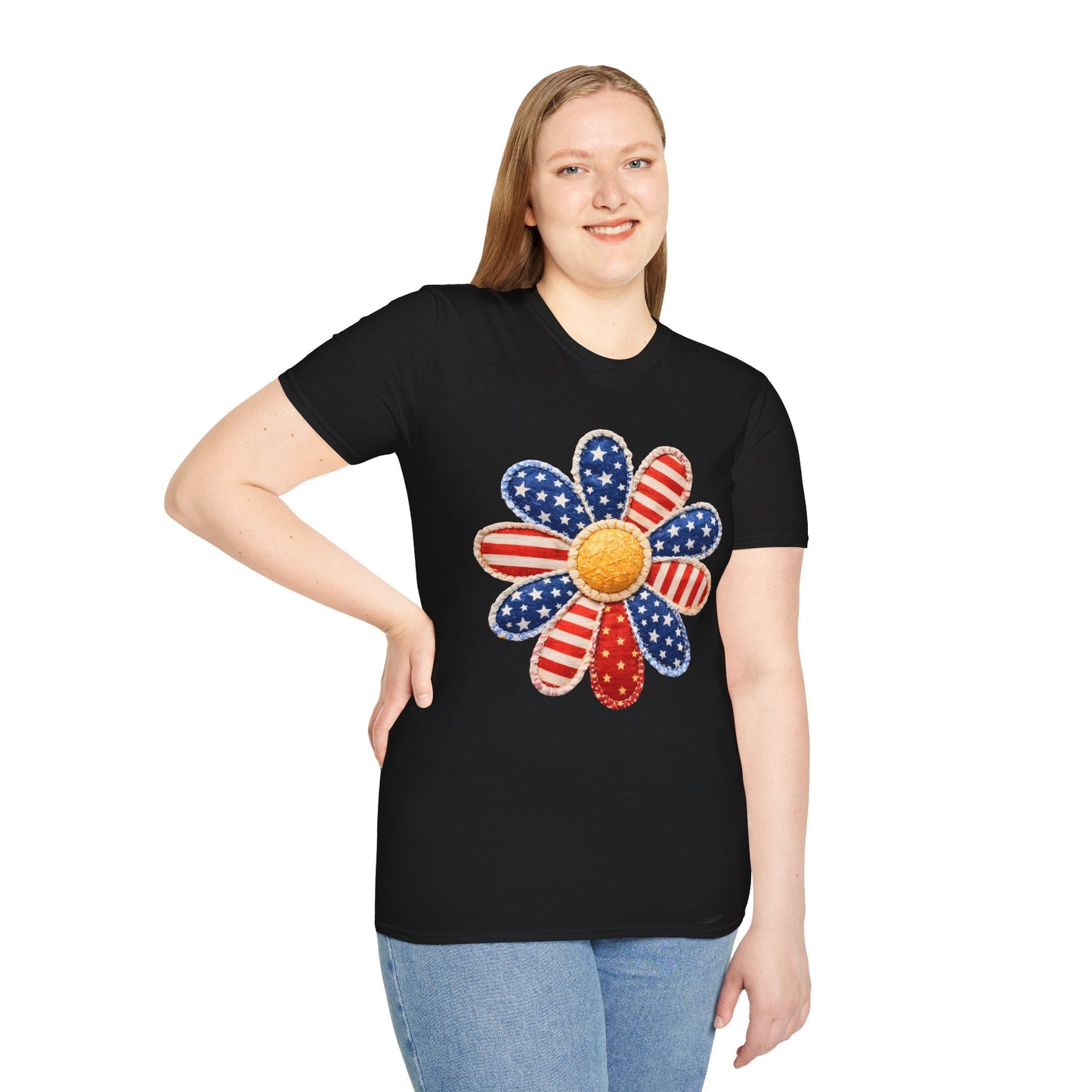 Patriotic Daisy T-Shirt | Gildan Unisex Soft-Style | Graphic Tees | Patriotic Shirt | Memorial Day | Fourth of July