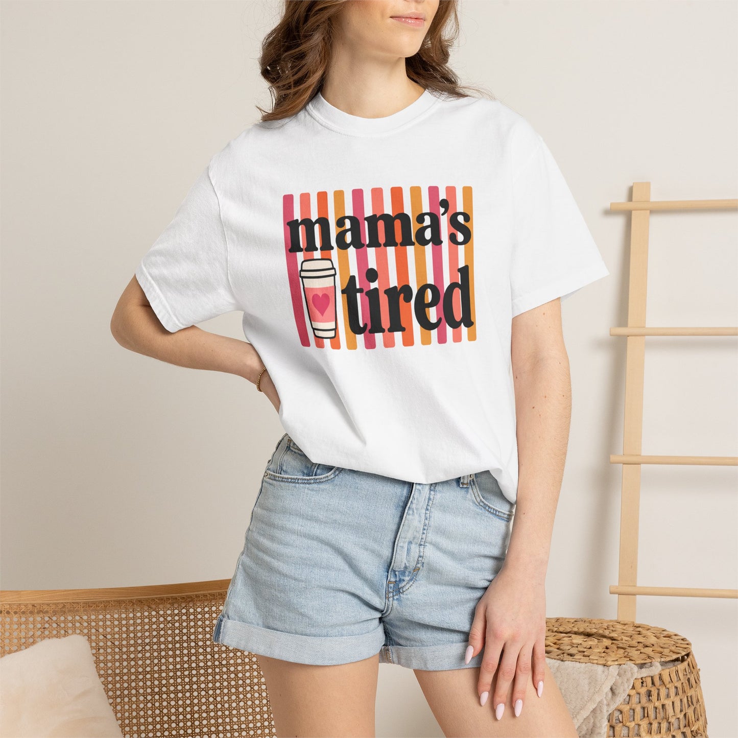 Mama's Tired Retro Coffee Shirt Funny Mom Life Comfort Colors Tee