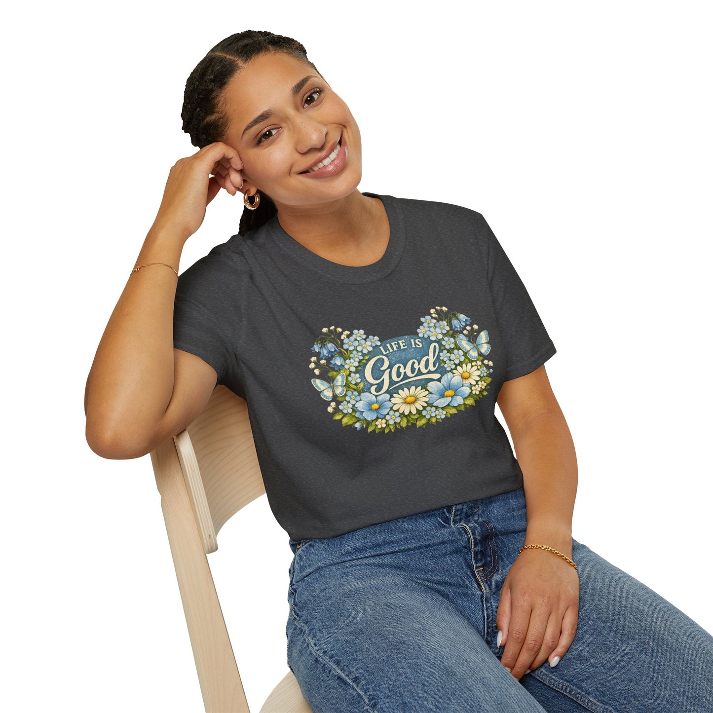Life Is Good Daisy T-Shirt | Gildan Unisex Soft Style | Floral | Retro | Positive | Graphic Tee