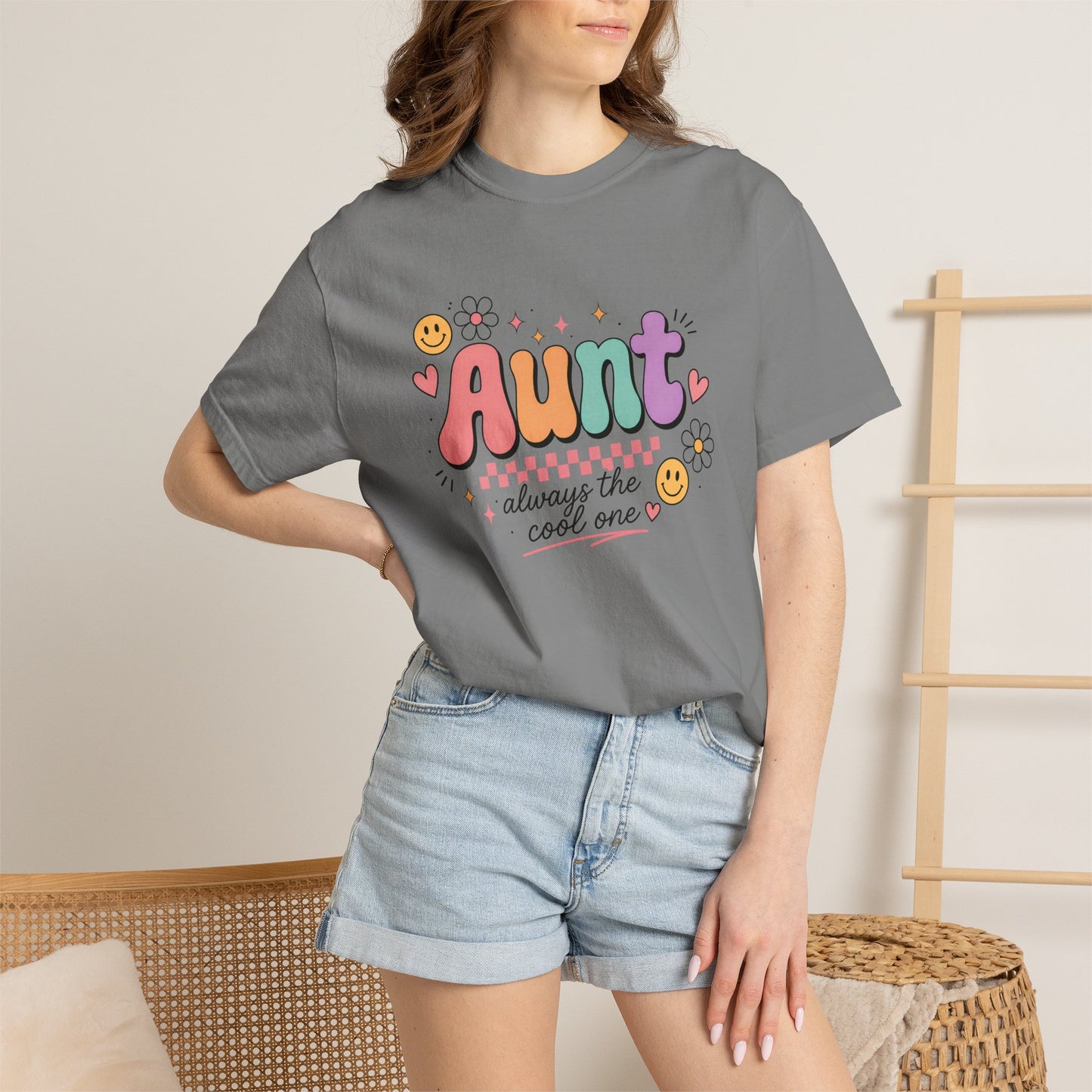 Cool Aunt Comfort Colors Shirt, Aunt Always the Cool One Tee, Retro Auntie Graphic Tee, Cute Aunt Gift Shirt
