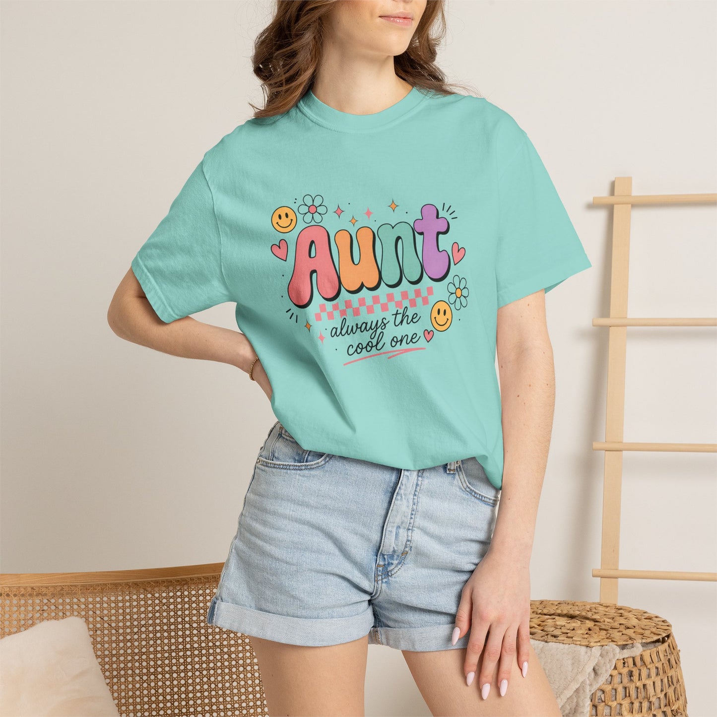 Cool Aunt Comfort Colors Shirt, Aunt Always the Cool One Tee, Retro Auntie Graphic Tee, Cute Aunt Gift Shirt