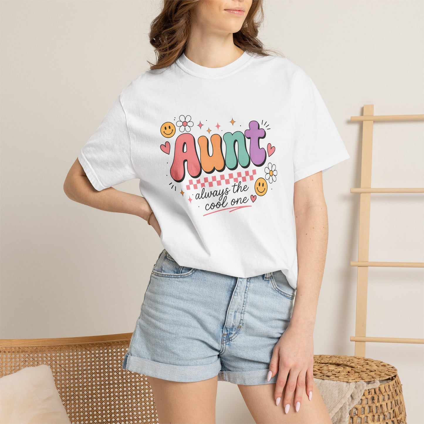 Cool Aunt Comfort Colors Shirt, Aunt Always the Cool One Tee, Retro Auntie Graphic Tee, Cute Aunt Gift Shirt