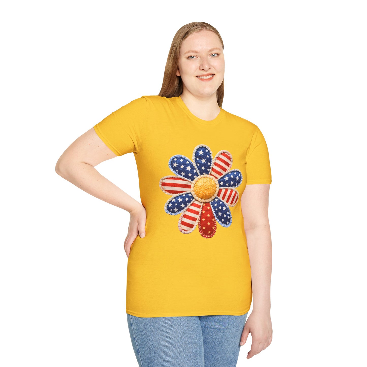 Patriotic Daisy T-Shirt | Gildan Unisex Soft-Style | Graphic Tees | Patriotic Shirt | Memorial Day | Fourth of July