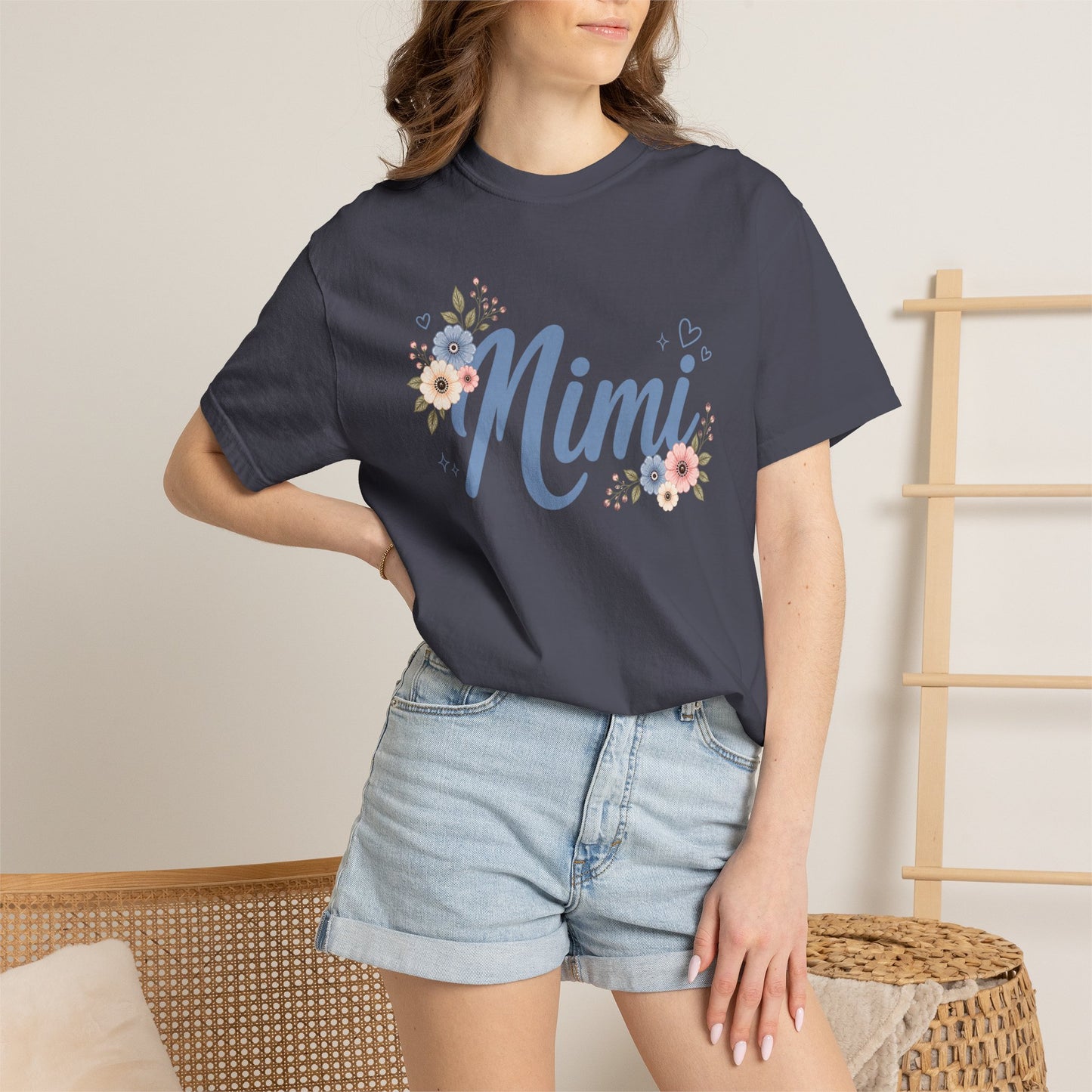 Mimi Comfort Colors Shirt, Floral Grandma Shirt, Cute Mimi Gift Tee, Grandmother Graphic Shirt, Mimi Flower Tee