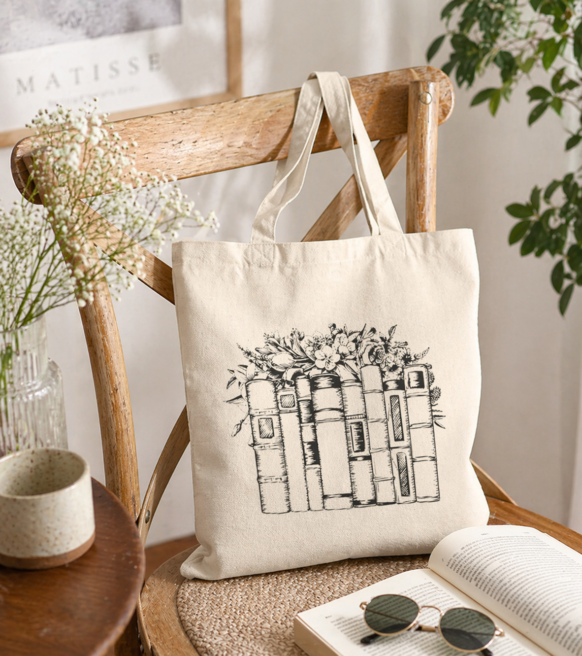 Vintage Stacked Books | Canvas Tote Bag