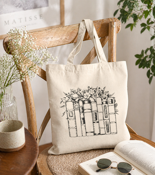 Vintage Stacked Books | Canvas Tote Bag
