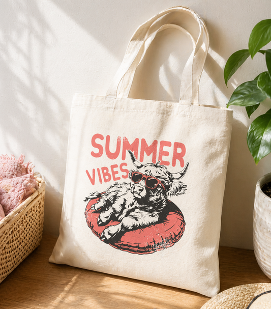 "Summer Vibes" Highland - Canvas Tote Bag