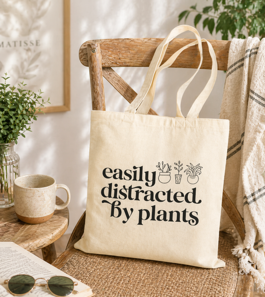 Easily Distracted By Plants - Canvas Tote Bag