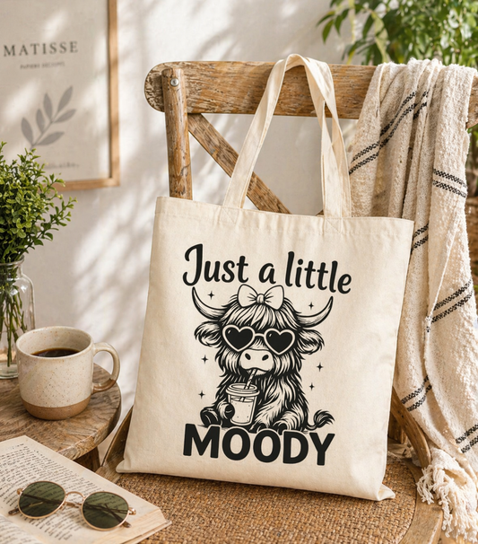 Just a Little "Moo"dy - Canvas Tote Bag