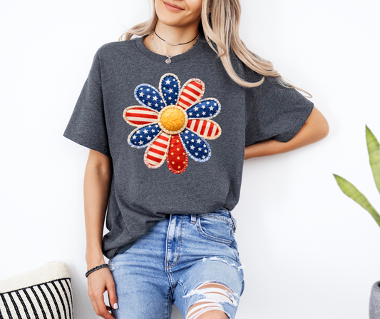 Patriotic Daisy T-Shirt | Gildan Unisex Soft-Style | Graphic Tees | Patriotic Shirt | Memorial Day | Fourth of July