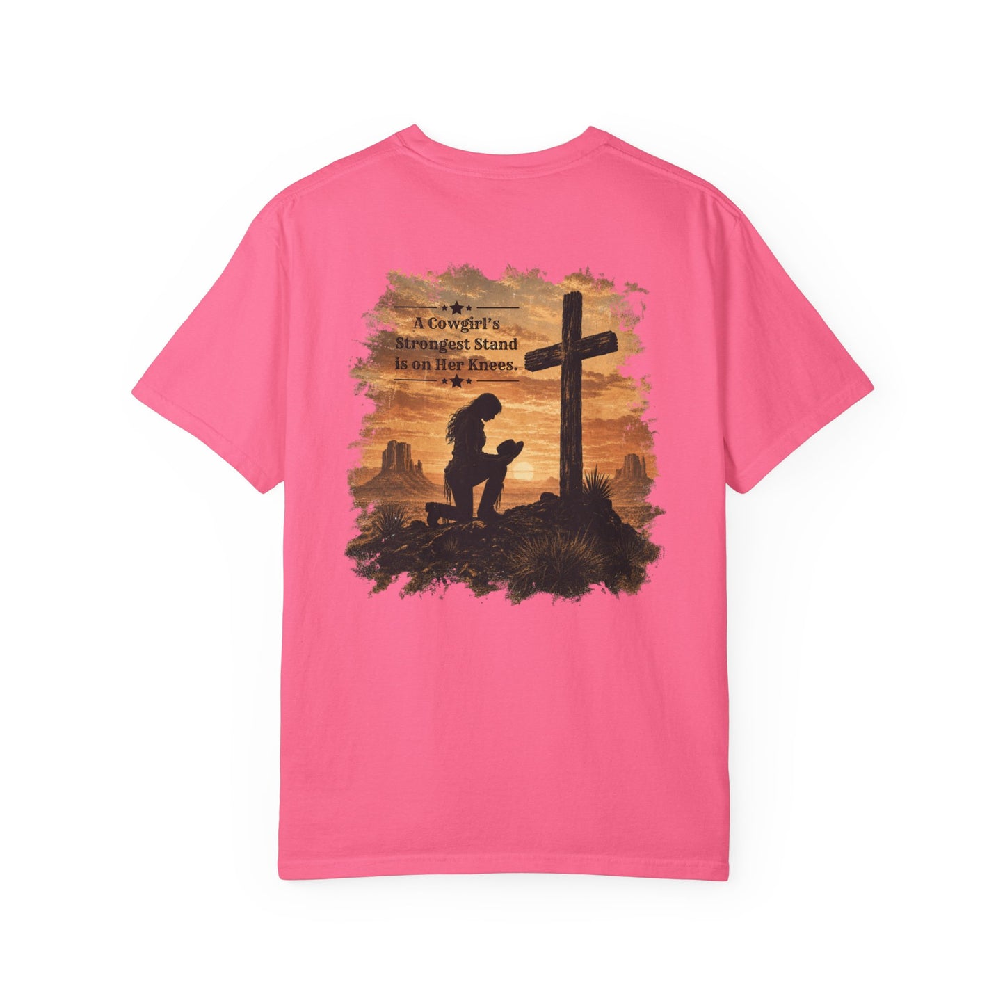 Cowgirl Faith Shirt | Christian Western Graphic Tee | A Cowgirl's Strongest Stand Shirt | Comfort Colors 1717 Tee