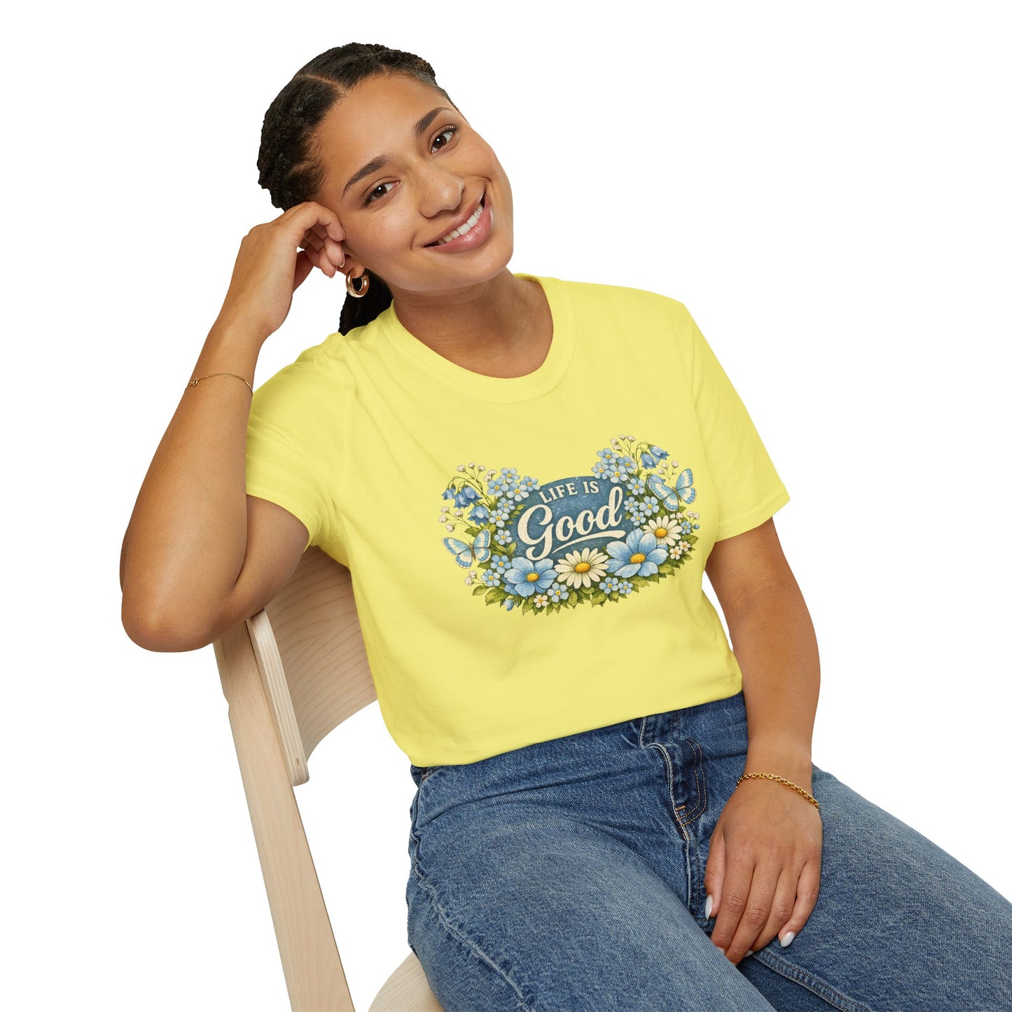Life Is Good Daisy T-Shirt | Gildan Unisex Soft Style | Floral | Retro | Positive | Graphic Tee