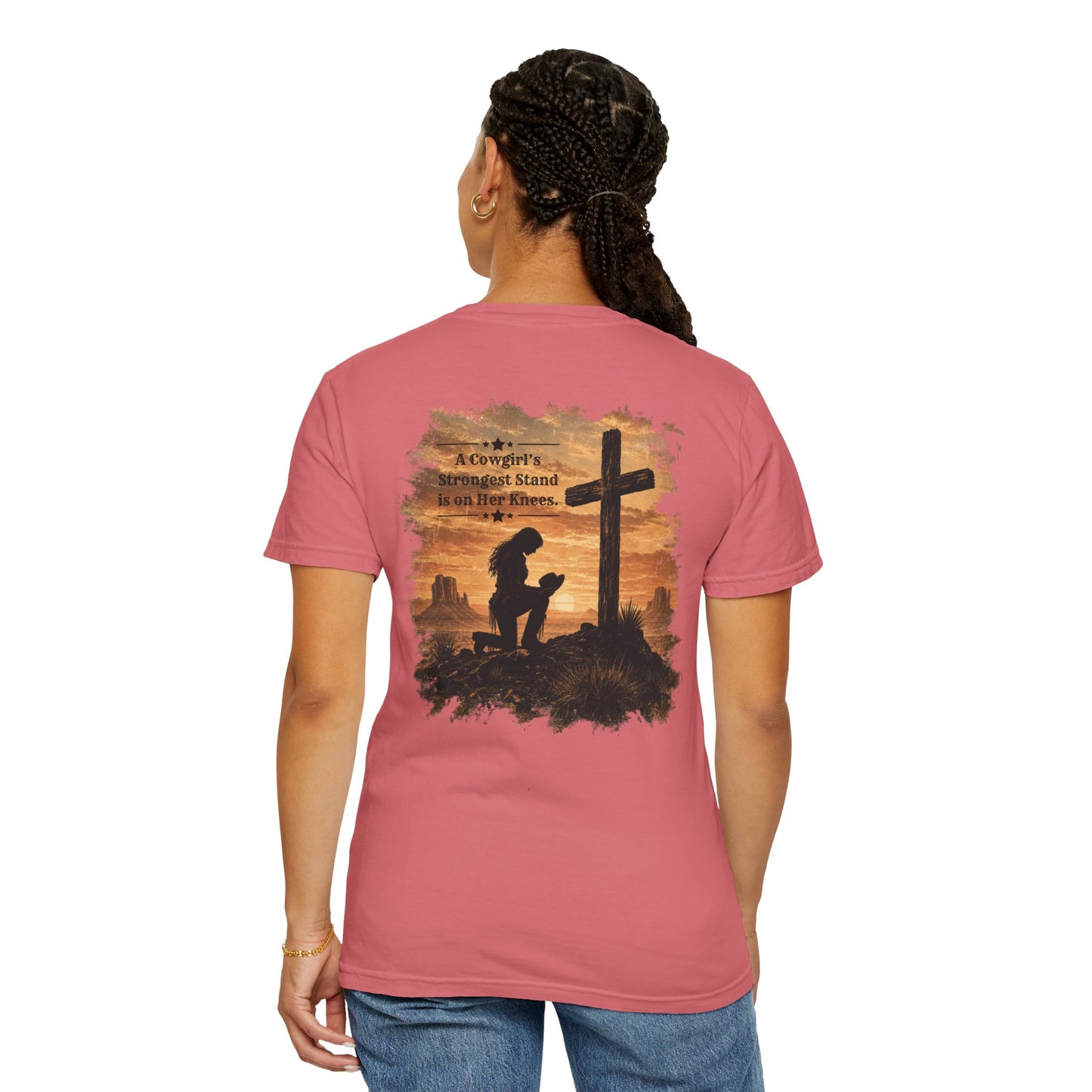 Cowgirl Faith Shirt | Christian Western Graphic Tee | A Cowgirl's Strongest Stand Shirt | Comfort Colors 1717 Tee