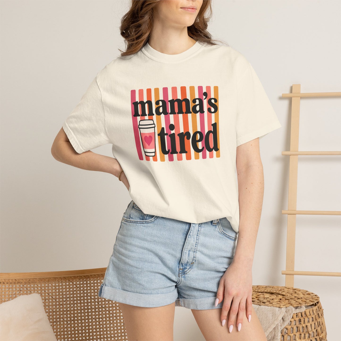 Mama's Tired Retro Coffee Shirt Funny Mom Life Comfort Colors Tee