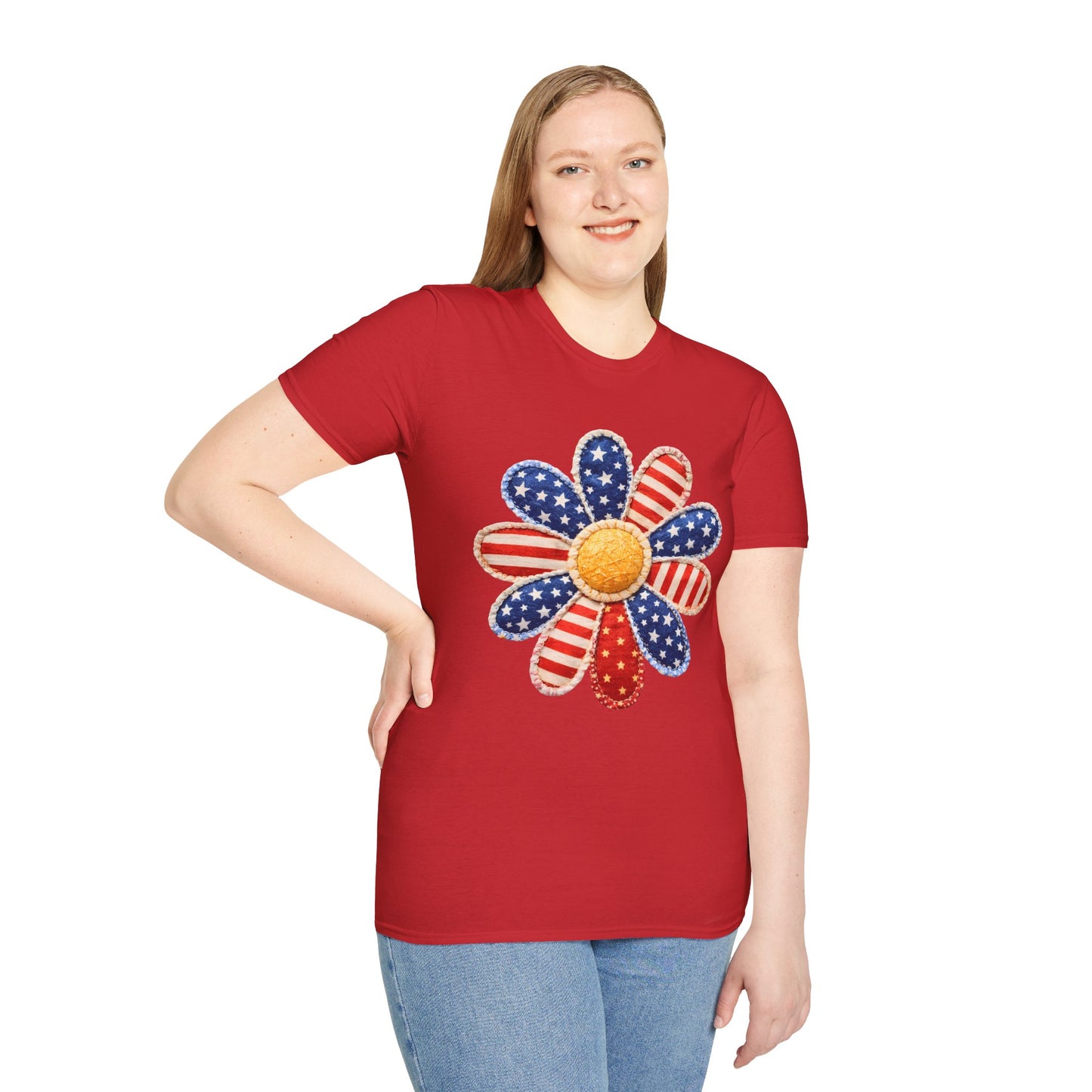 Patriotic Daisy T-Shirt | Gildan Unisex Soft-Style | Graphic Tees | Patriotic Shirt | Memorial Day | Fourth of July