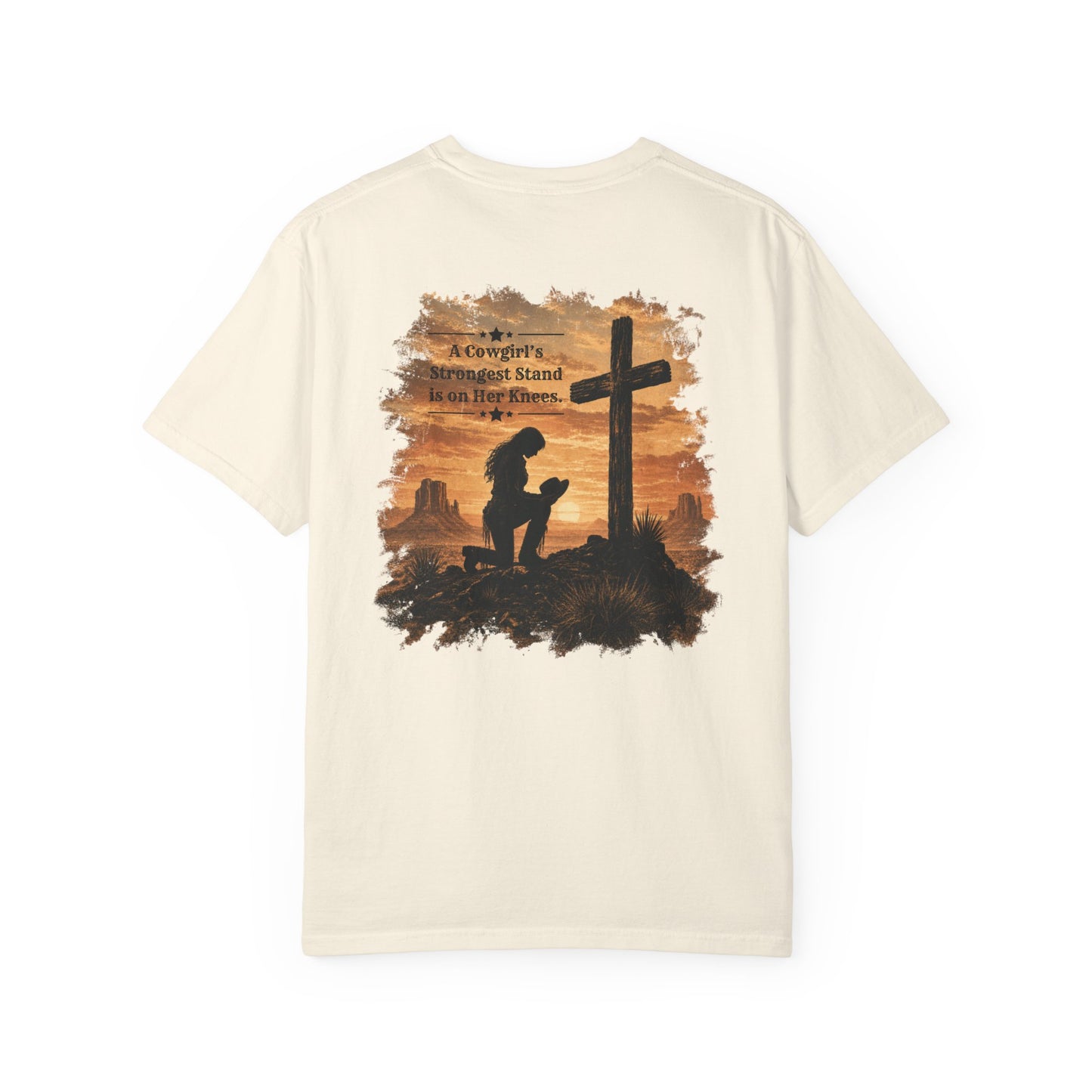 Cowgirl Faith Shirt | Christian Western Graphic Tee | A Cowgirl's Strongest Stand Shirt | Comfort Colors 1717 Tee