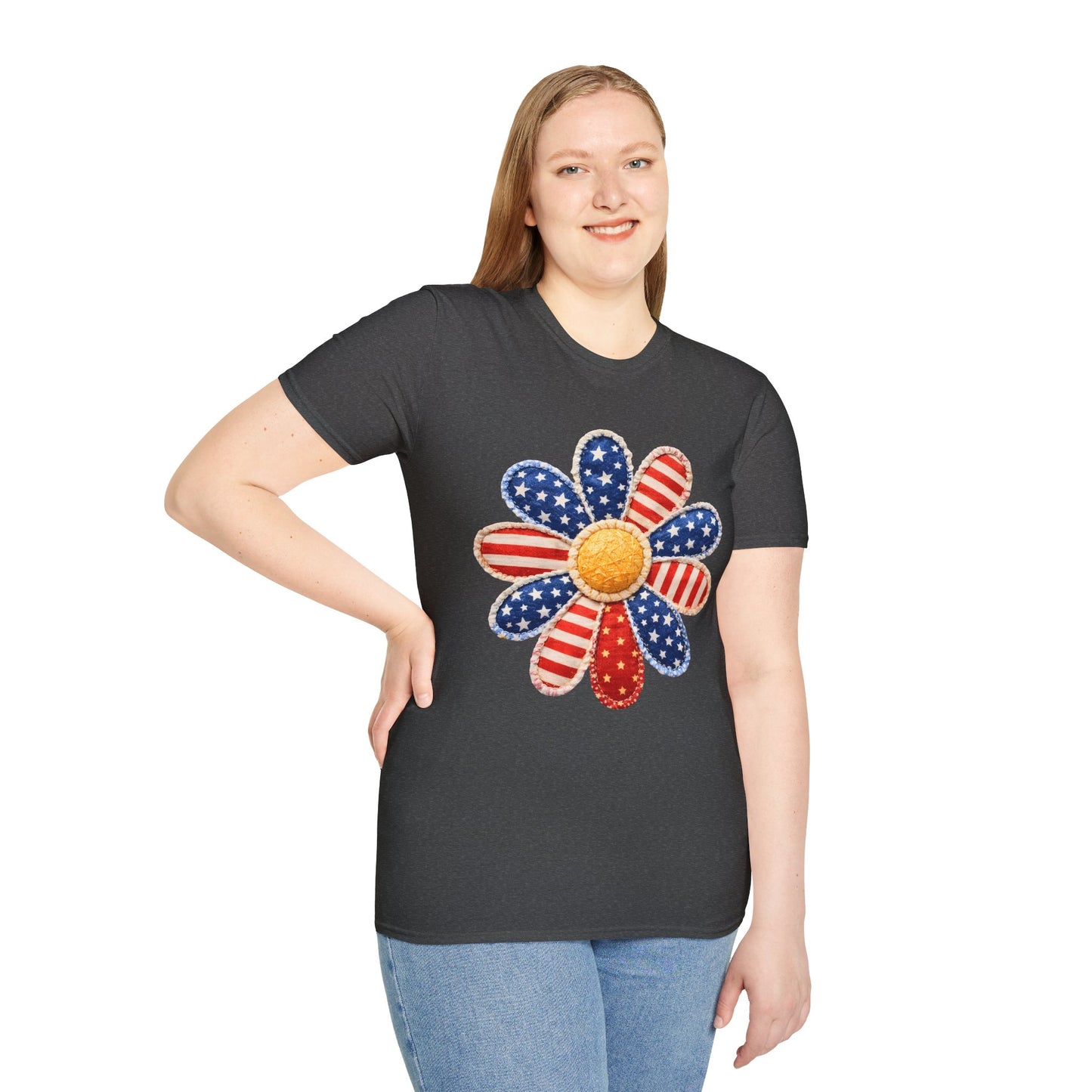 Patriotic Daisy T-Shirt | Gildan Unisex Soft-Style | Graphic Tees | Patriotic Shirt | Memorial Day | Fourth of July