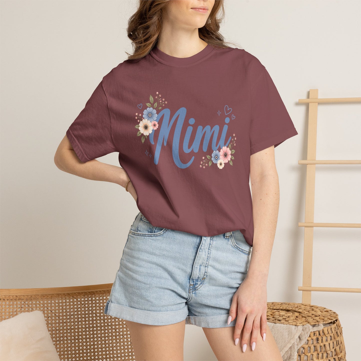 Mimi Comfort Colors Shirt, Floral Grandma Shirt, Cute Mimi Gift Tee, Grandmother Graphic Shirt, Mimi Flower Tee