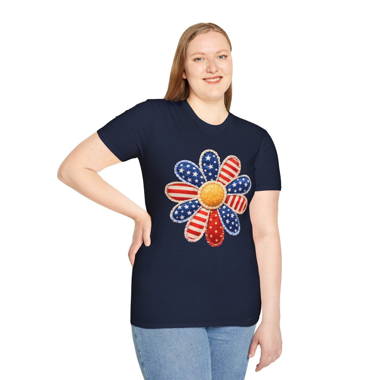 Patriotic Daisy T-Shirt | Gildan Unisex Soft-Style | Graphic Tees | Patriotic Shirt | Memorial Day | Fourth of July