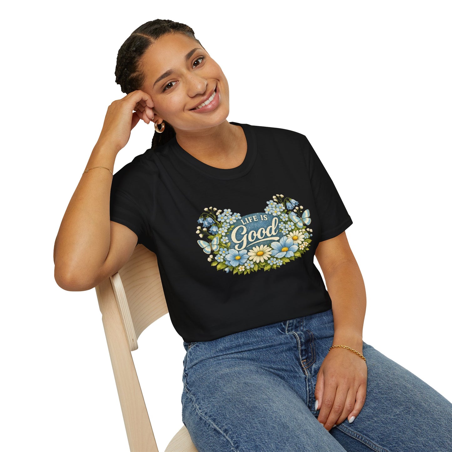 Life Is Good Daisy T-Shirt | Gildan Unisex Soft Style | Floral | Retro | Positive | Graphic Tee