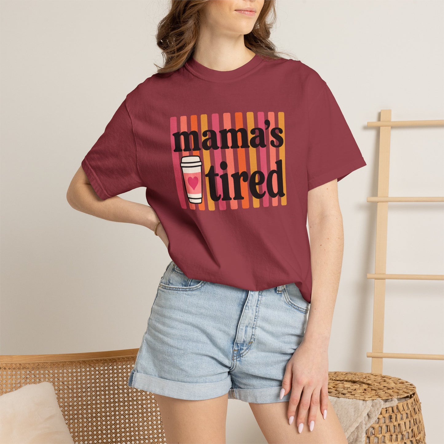 Mama's Tired Retro Coffee Shirt Funny Mom Life Comfort Colors Tee