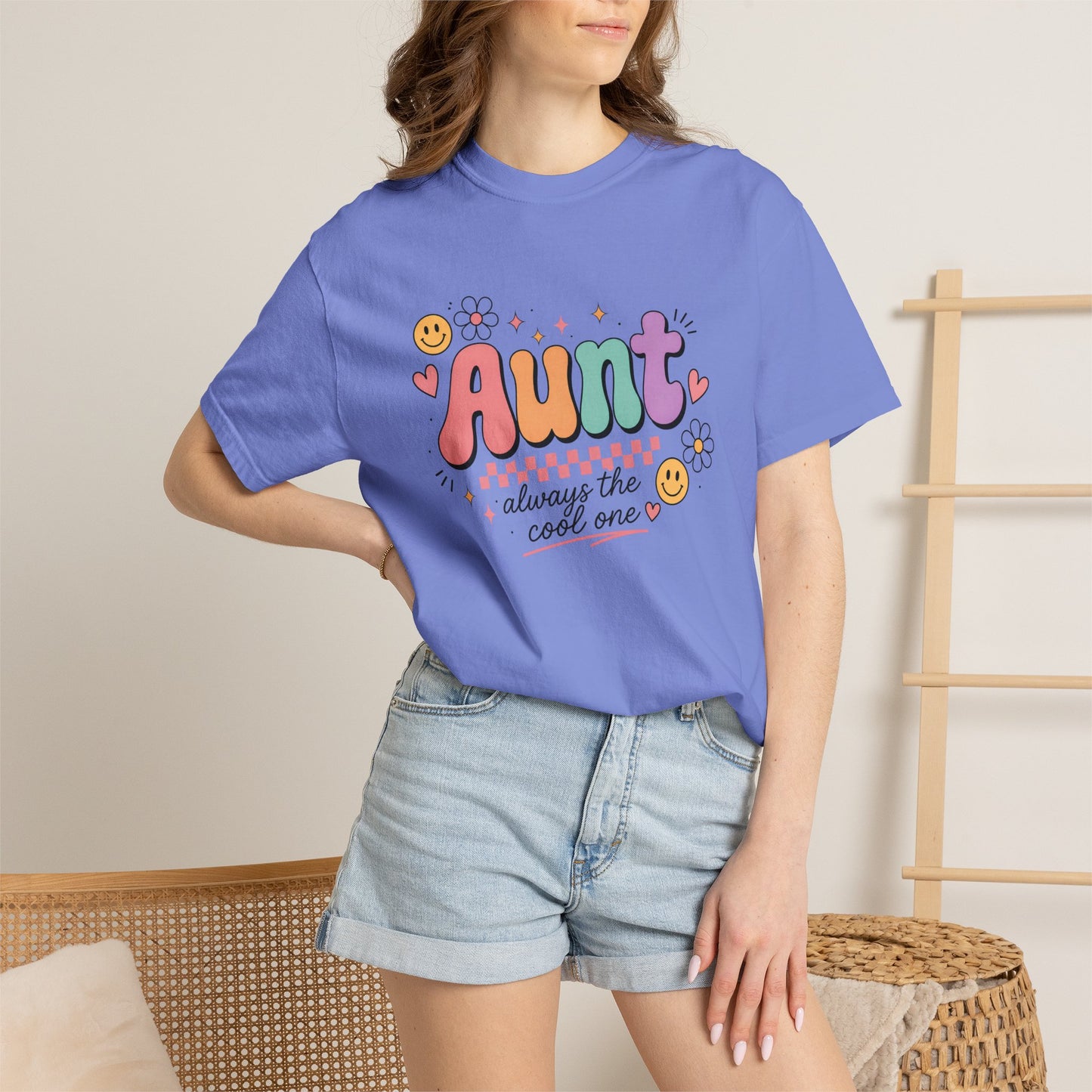 Cool Aunt Comfort Colors Shirt, Aunt Always the Cool One Tee, Retro Auntie Graphic Tee, Cute Aunt Gift Shirt