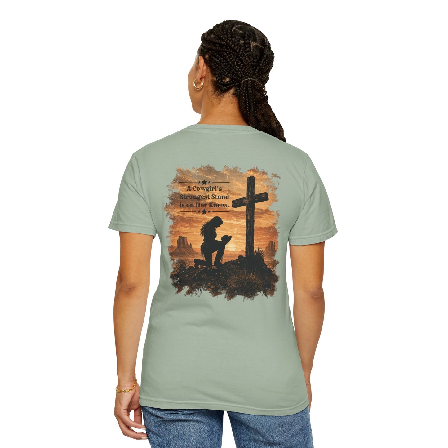 Cowgirl Faith Shirt | Christian Western Graphic Tee | A Cowgirl's Strongest Stand Shirt | Comfort Colors 1717 Tee
