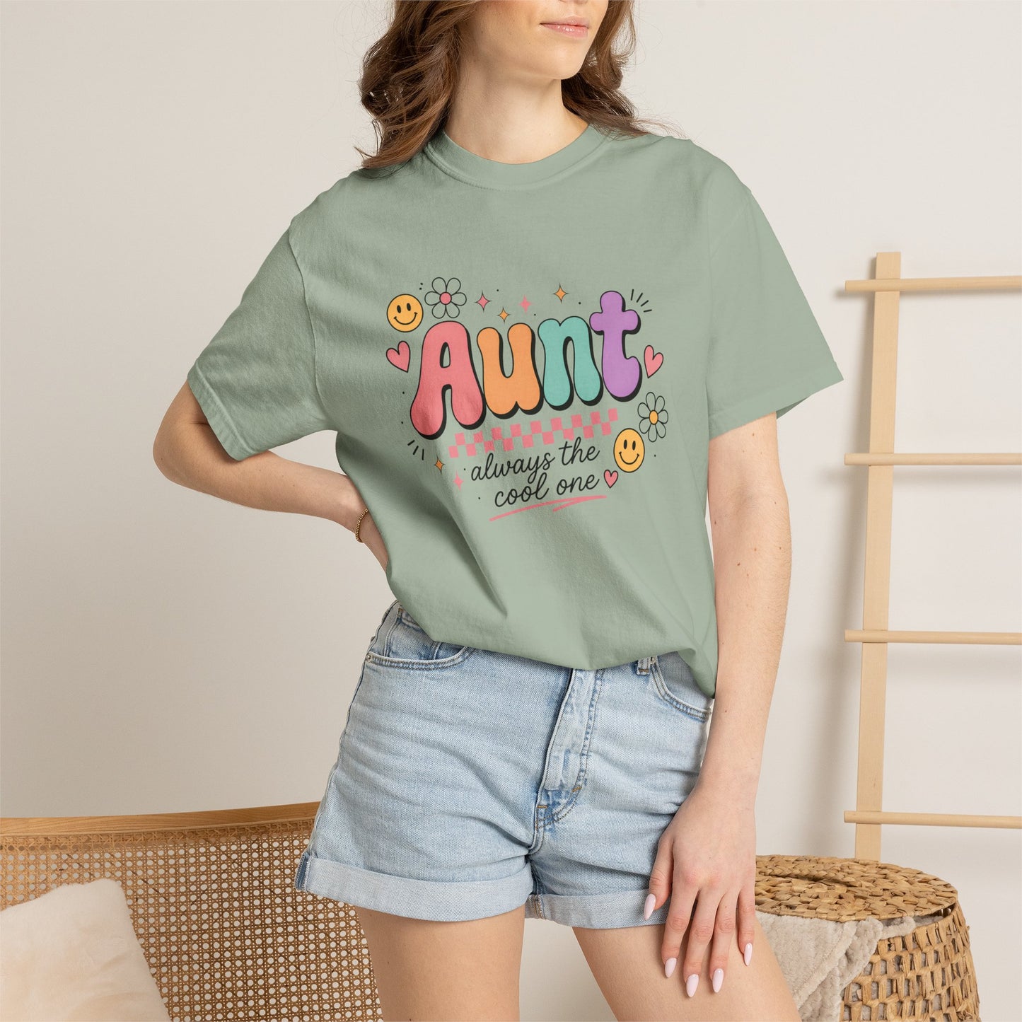 Cool Aunt Comfort Colors Shirt, Aunt Always the Cool One Tee, Retro Auntie Graphic Tee, Cute Aunt Gift Shirt