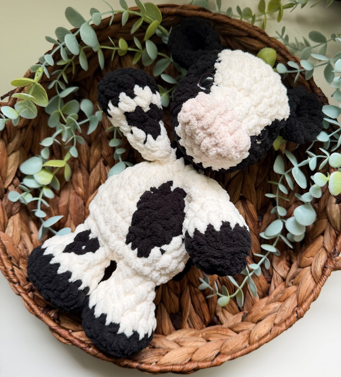 Holstein Cow Plush | Handmade Crochet Cow | Farm Animal Stuffed Plush | Soft Cow Plushie Gift