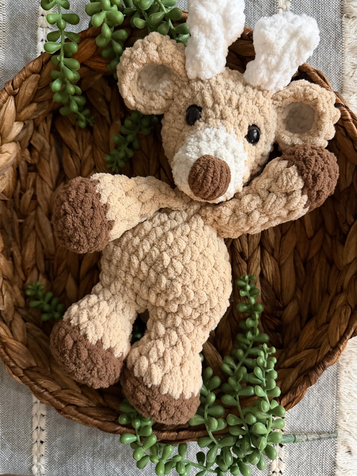 Handmade Crochet Buck Plush | Deer Stuffed Animal | Crochet Woodland Plushie | Soft Deer Lovey Gift