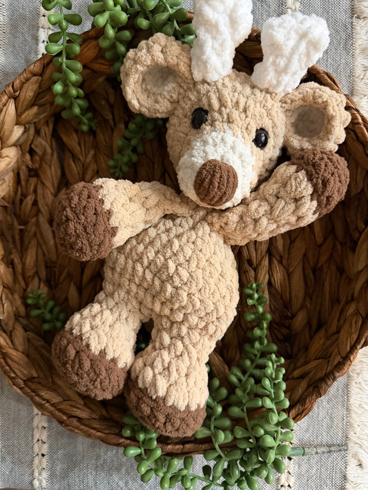 Handmade Crochet Buck Plush | Deer Stuffed Animal | Crochet Woodland Plushie | Soft Deer Lovey Gift